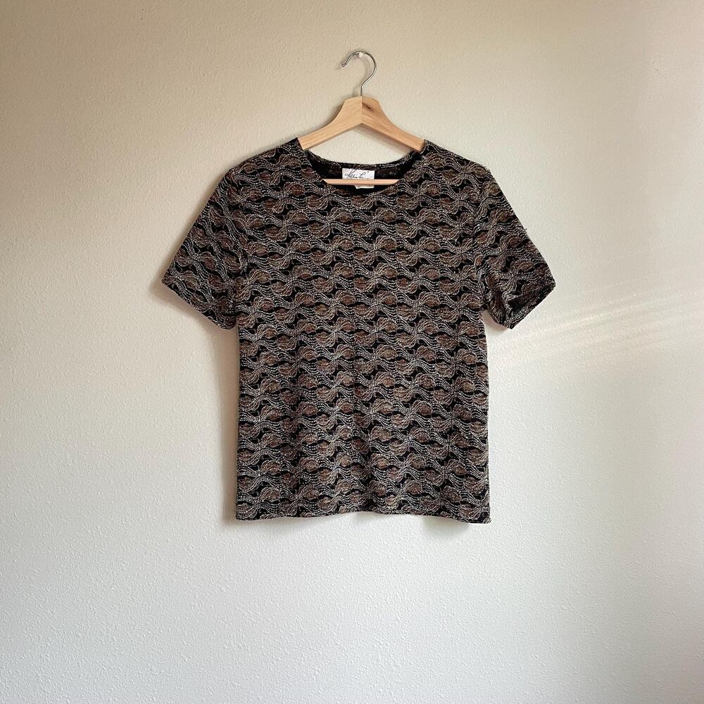 Vtg 90s brown zig zag knit fairy grunge tee | size L